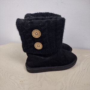 Cozy Black Kids Boots with Button Detail